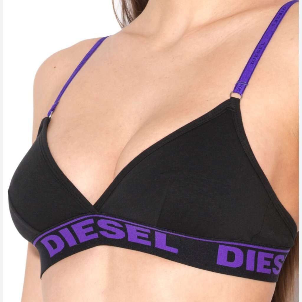 Diesel Black Bralette With Purple Logo Band